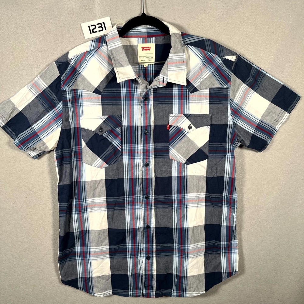 Levi's Western Shirt Mens Large Multicolor Plaid Cotton Cowboy Outdoor Button Up